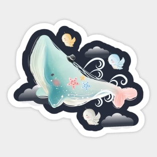 blue whale flying sky Sticker